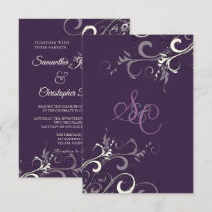 Invitation PixDezines SWIRLS PLUM/CREAM/Arrière - plan DO-IT-