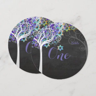 Invitation PixDezines tableau numéros arbre de vie Mitzvah