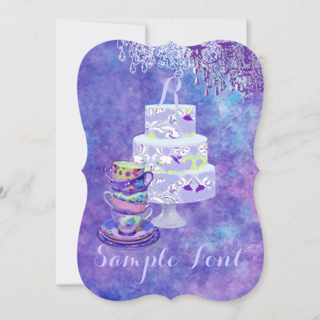 Invitation PixDezines tea party/mariée/aquarelle (Devant)