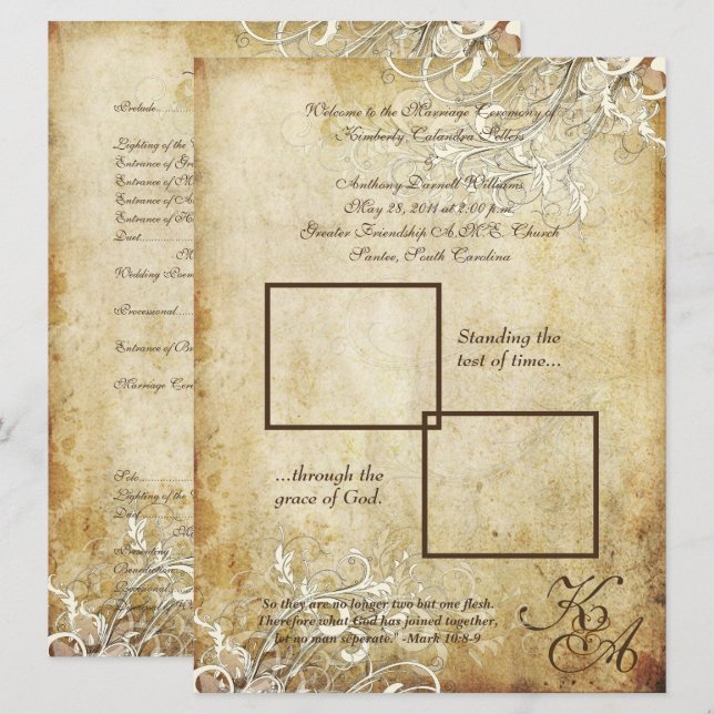 Invitation PixDezines tourbillons de crème vintage (Devant / Derrière)