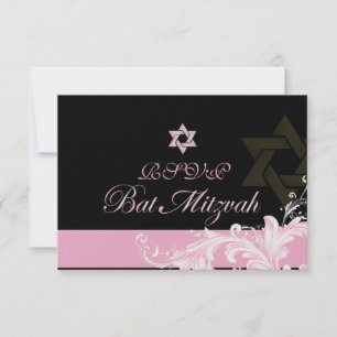 Invitation PixDezines tourbillons roses rsvp/Bat mitzvah