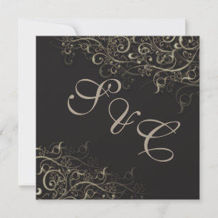 Invitation PixDezines tourbillons rustiques/faux argent