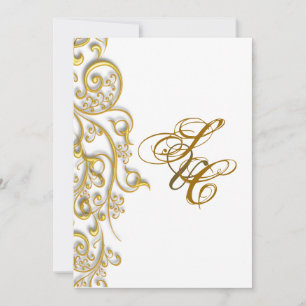 Invitation PixDezines tourbillons vintages en faux or