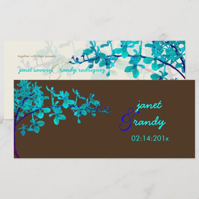 Invitation PixDezines TURQUOISE ORCHIDS/RENANTHERA/DO-IT-YOUR (Devant / Derrière)