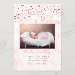 Invitation PixDezines Une étoile est née, Étoiles en or rose