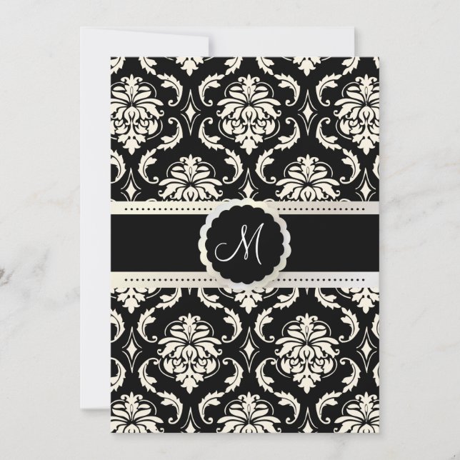 Invitation PixDezines Vendome Damask / Black + White 5x7 (Devant)