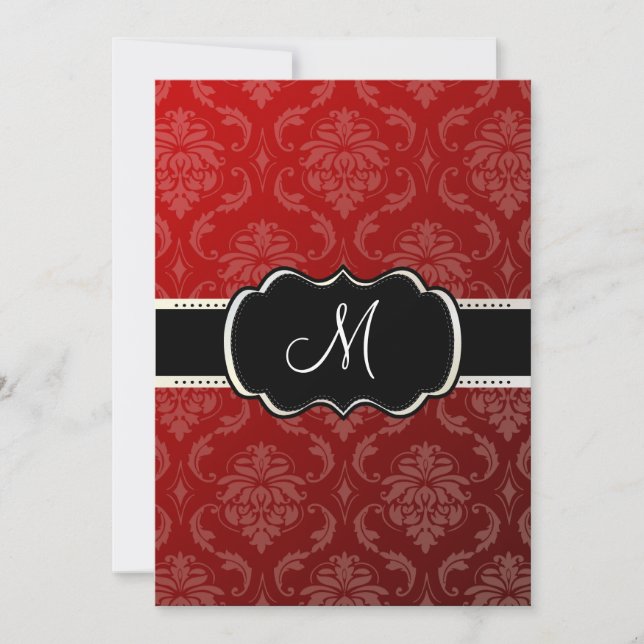 Invitation PixDezines Vendome Damask /Red, 5x7 (Devant)