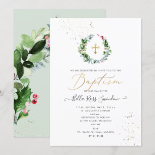 Invitation PixDezines Verdure Aquarelle hiver Wreath