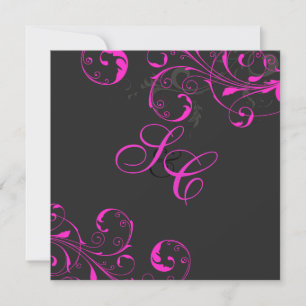 Invitation PixDezines Vine tourbillons, couleur rose néon/DO-