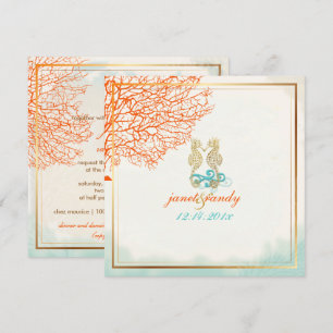 Invitation PixDezines vintage corail+hippodrome, plage