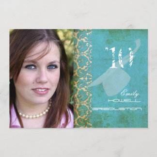 Invitation PixDezines VINTAGE DAMASK/TURQUOISE/REMise DE DIPL
