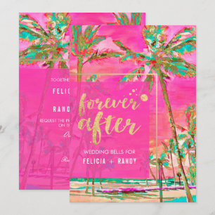 Invitation PixDezines Vintage Hawaiian Beach/Rose/Turquoise