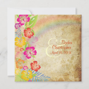 Invitation PixDezines vintage/Loisirs/Luau/hibiscus+arc-en-ci