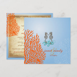 Invitation PixDezines VINTAGES SEAHORSES+CORAL