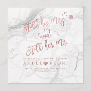 Invitation PixDezines Vow Renewal/Faux Rose Gold/Marbre blanc