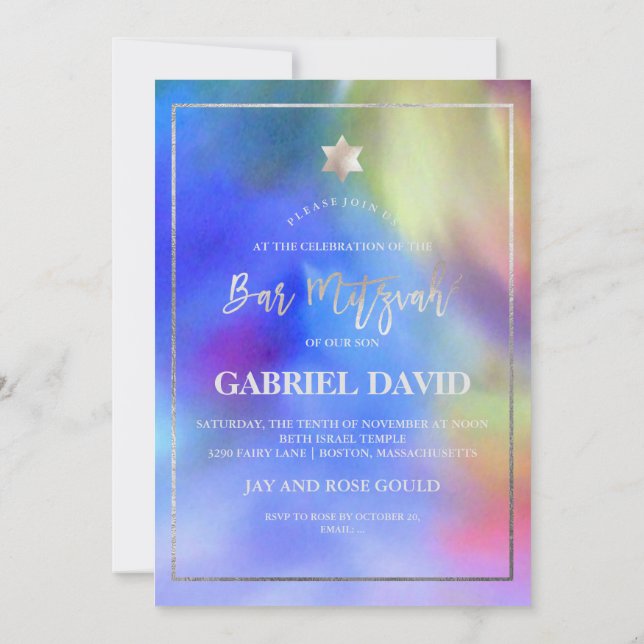 Invitation PixDezines Watercolor Bar Mitzvah (Dos)
