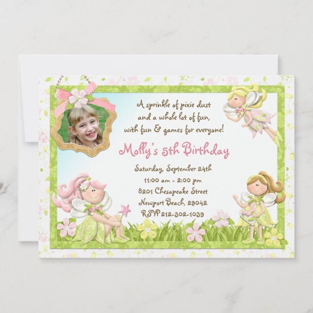 Invitation Pixie Fairy Birthday Party (Devant)