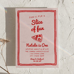 Invitation Pizza 1ère Main Écrite Tiré Slice Of Fun Anniversa