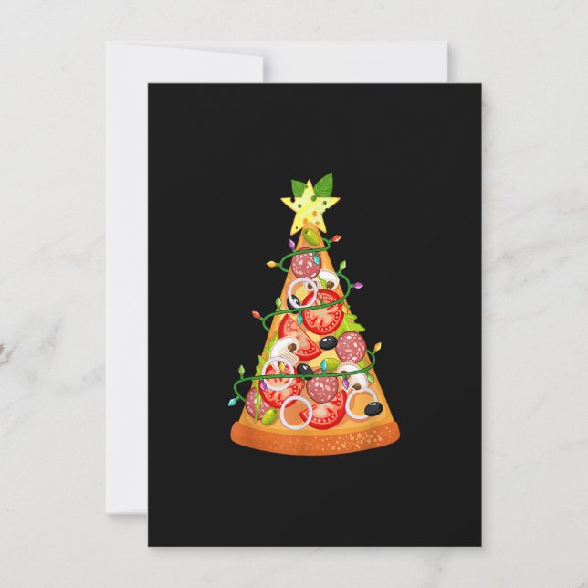 Invitation Pizza Arbre de Noël Drôle Pizza Slice Lights Noël (Devant)