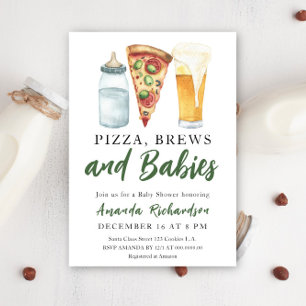 Invitation Pizza, bières et bébés - Baby Shower