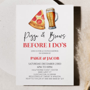 Invitation Pizza & Brews avant que je ne Mariage Couples Douc