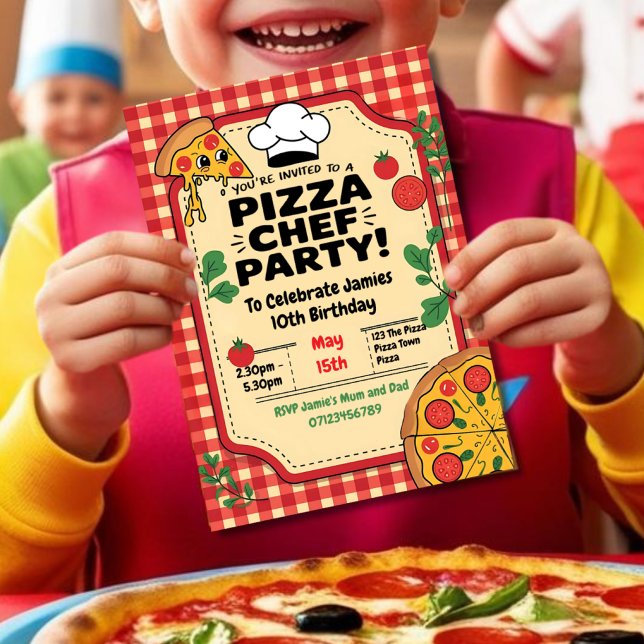Invitation Pizza Chef Anniversaire de enfant Party (Créateur téléchargé)