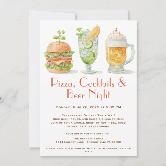 Invitation Pizza, Cocktails & Bière - Fête des Pères (Devant)