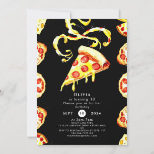 Invitation Pizza colorée mignonne anniversaire