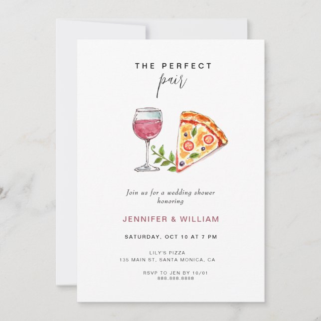 Invitation Pizza Couple's Shower (Devant)
