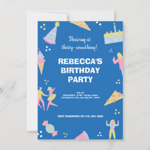 Invitation Pizza d'anniversaire à la crème glacée bleue migno