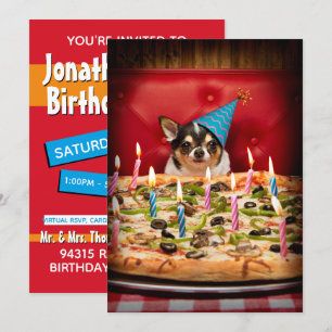 Invitation Pizza d'anniversaire de Chihuahua
