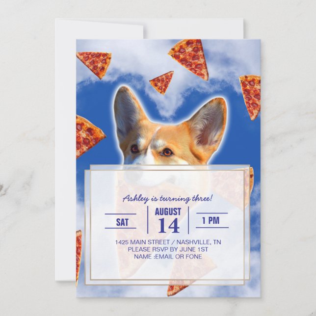 Invitation Pizza de Chien de Corgi (Devant)