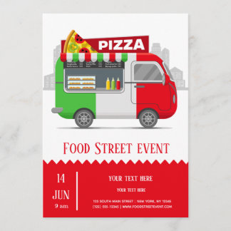 Invitation Pizza de rue pour camion de nourriture