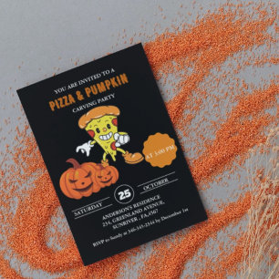 Invitation Pizza et fête de l'halloween de la sculpture Citro