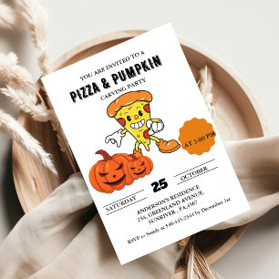 Invitation Pizza et fête de l'halloween de la sculpture Citro