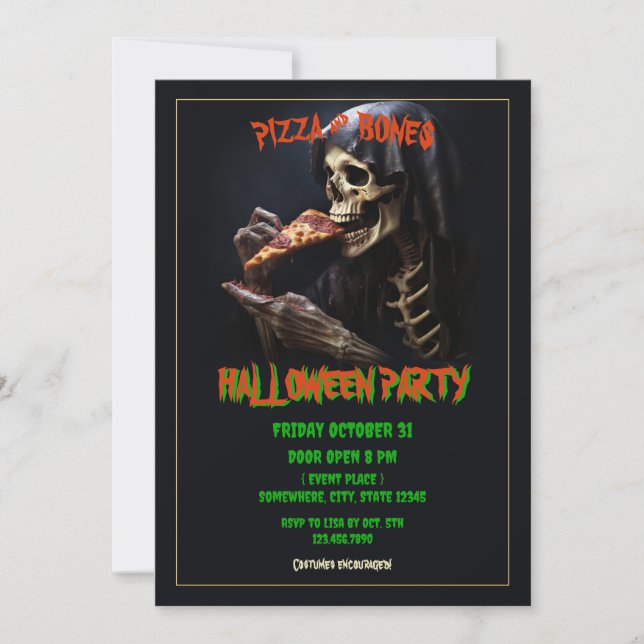 Invitation Pizza et os Halloween Party (Devant)