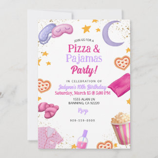 Invitation Pizza et Pyjamas Adolescente Fille Pré-Adolescente