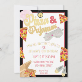 Invitation Pizza et Pyjamas Stwood Party Sleepover Anniversai