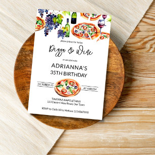 Invitation Pizza et vin fête d'anniversaire modèle