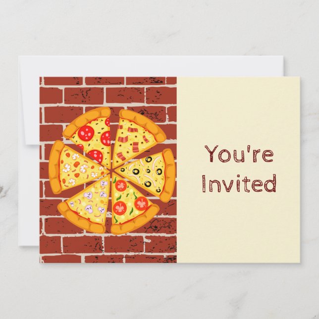Invitation Pizza fête d'anniversaire (Devant)