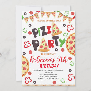 Invitation Pizza fête d'anniversaire, tranche d'Anniversaire 