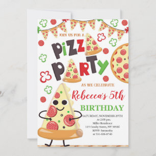 Invitation Pizza fête d'anniversaire, tranche d'Anniversaire 