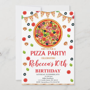 Invitation Pizza fête d'anniversaire, tranche d'Anniversaire 