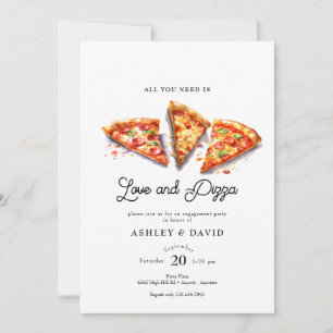 Invitation Pizza italienne Fête des mariées aquarelle