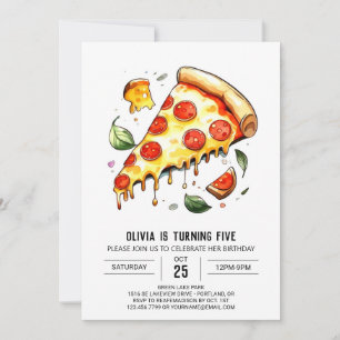 Invitation Pizza numérique Whimsical Anniversaire
