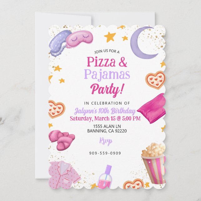 Invitation Pizza & Pajama Party (Devant)