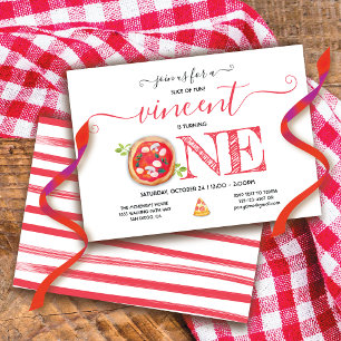 Invitation Pizza Party 1er anniversaire Moderne