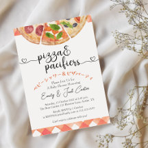 Pizza Party Baby shower aquarelle rouge En vichy