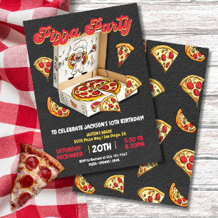 Invitation Pizza Party Box Anniversaire