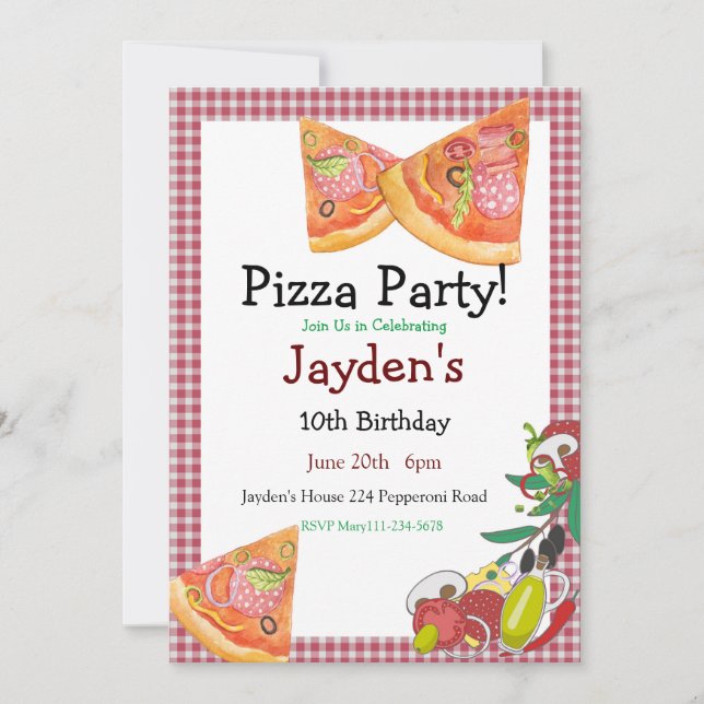 Invitation Pizza Party, Invitation Pizza modifiabl (Devant)